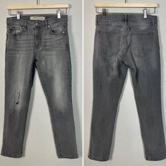 Gap 1969 Authentic Best Girlfriend Ash Grey Distressed Jeans Size 26 - Picture 1 of 9